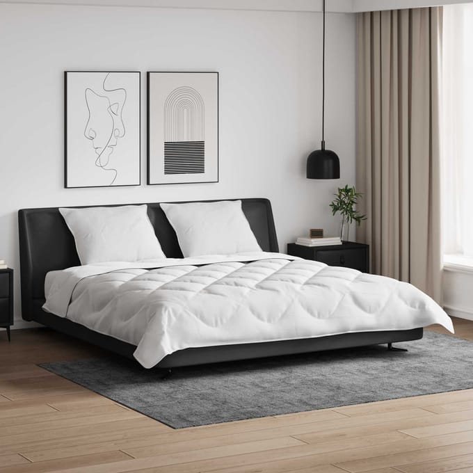 vidaXL - Dekbed - met - Kussens - met - kussen - 3 - st - Wit - Microvezel