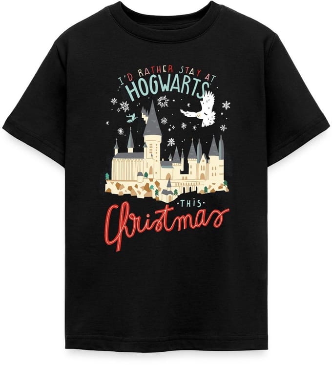 Harry Potter Kerstmis Ik Blijf Liever Op Hogwarts T-Shirt Tiener