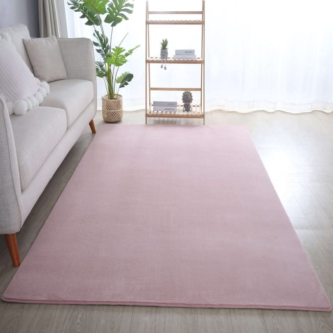 Flycarpets Alberta Laagpolig Fluffy Vloerkleed - Roze - 80x250 cm