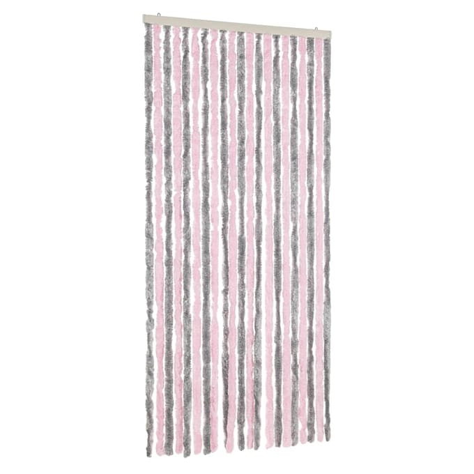 vidaXL - Vliegengordijn - 90x220 - cm - chenille - zilvergrijs - en - roze
