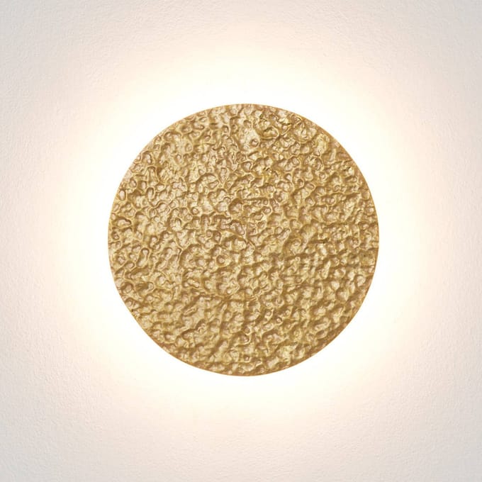 Holländer LED wandlamp Meteor, goudkleurig, Ø 27 cm, ijzer