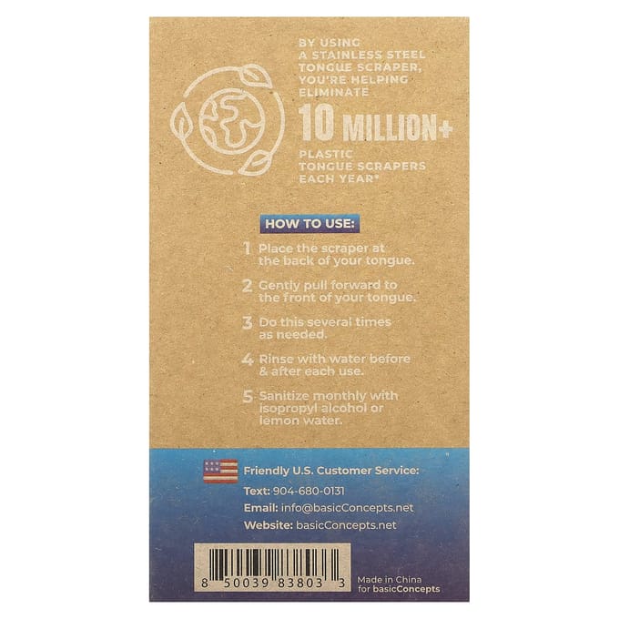 basicConcepts, Gratte-langue en acier inoxydable, lot de 2 beige