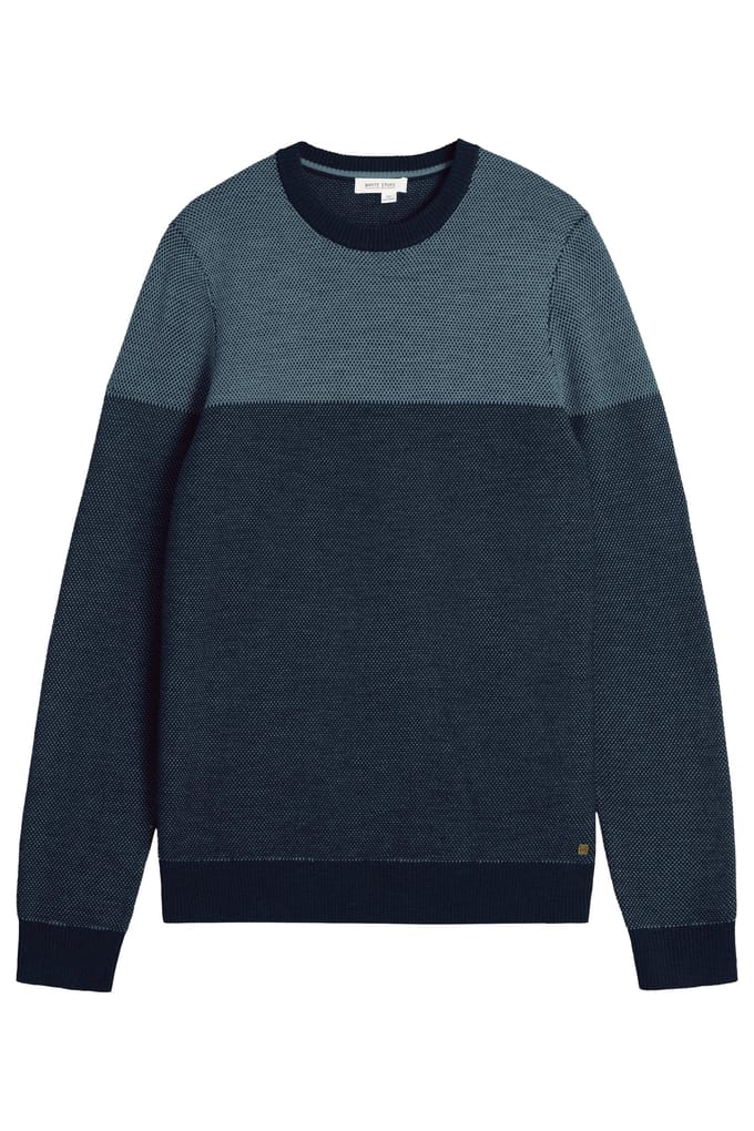 White Stuff Newport Merino Jacquard Crew Blue Multi Taglia: S | Maglioni a maglia Outlet | Uomo | Blu