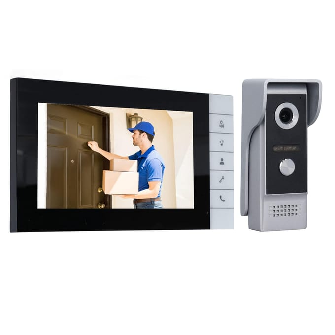 Video Deurbel Intercom Kit 7in Scherm met 90 Graden Groothoekzicht Infrarood Nachtzicht Video