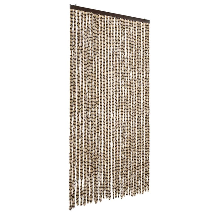 vidaXL - Vliegengordijn - 118x220 - cm - chenille - beige - en - bruin