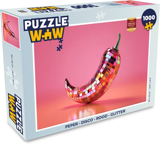 Puzzel Peper - Disco - Rood - Glitter - Legpuzzel - Puzzel 1000 stukjes volwassenen