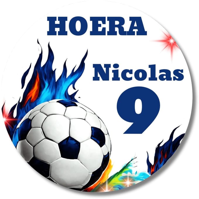 Voetbal traktatiestickers met naam & leeftijd – 20 stuks – 40 mm – glossy
