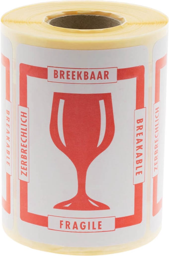 500x Etiket 'Breekbaar' 4 talen