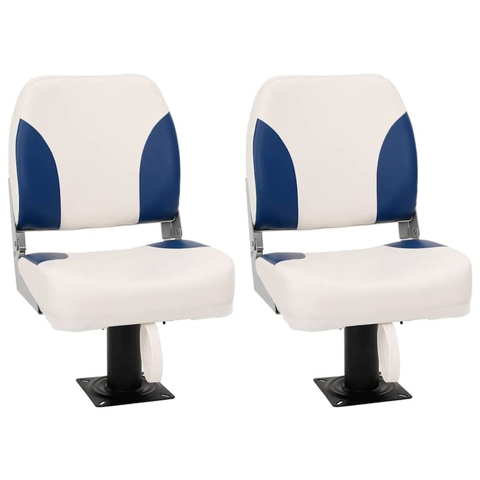 vidaXL - Bootstoel - 2 - set - inklapbaar - 41x36x48 - cm - blauw - en - wit