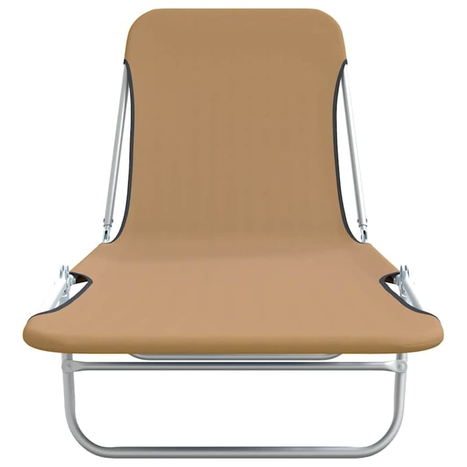 vidaXL - Ligbedden - inklapbaar - 2 - st - staal - en - stof - taupe