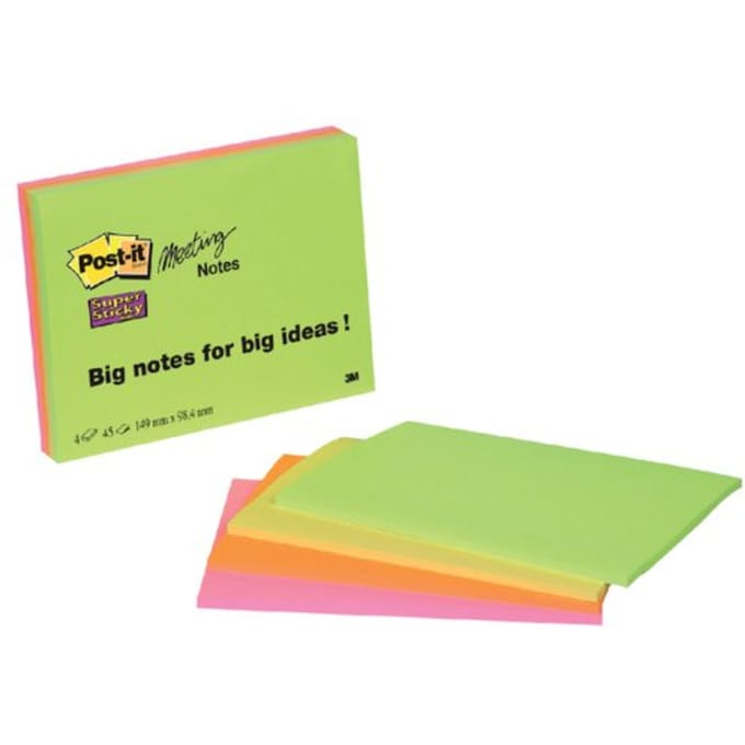 Memoblok post-it 6445 super sticky 152x101mm Assorti 4 stuks