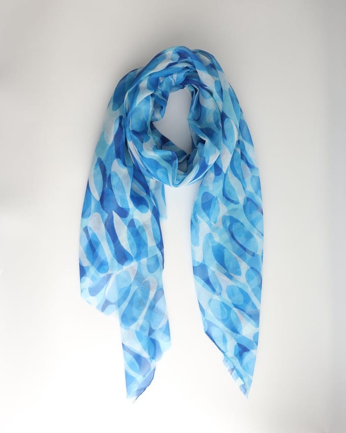 Biba scarf- Accessories Junkie Amsterdam- Dames- Lang- Katoen- Shawl- Gestript- Dun- blauw