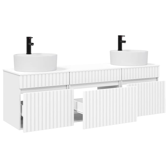vidaXL - Badkamerkast - set - 3 - st - Wit - 157 - x - 44,5 - x - 82 - cm - Bewerkt - hout