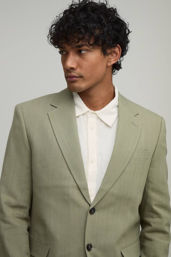 Linnen-look Blazer Met Relaxed Fit | Olive | Size 36