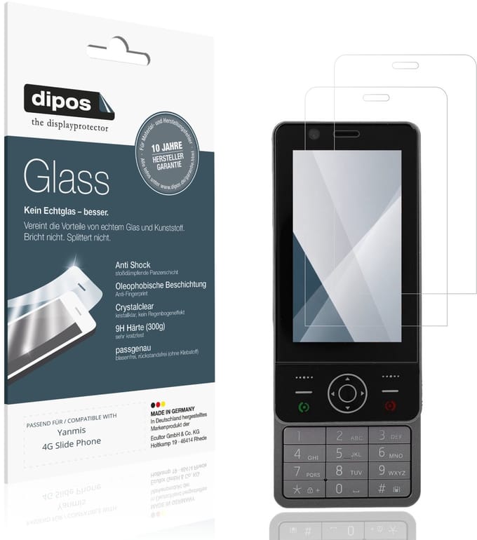 dipos – 2x Pantserfolie geschikt voor Yanmis 4G Slide Phone | 9H Screenprotector