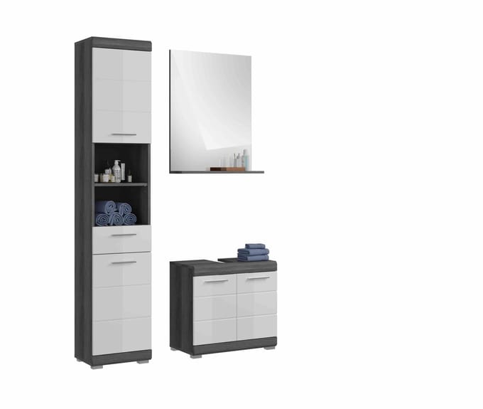 Scout badkamercombinatie wit hoogglans MDF TZ rookzilver NB - 34x112x191cm
