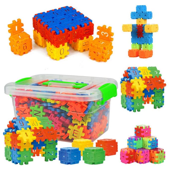 88 Pcs Cubes Lettres Numériques Blocs de Construction Assemblage DIY Briques Créatives Avec Boîte de Rangement Jouets d'Éveil pour Bébés Enfants M orange