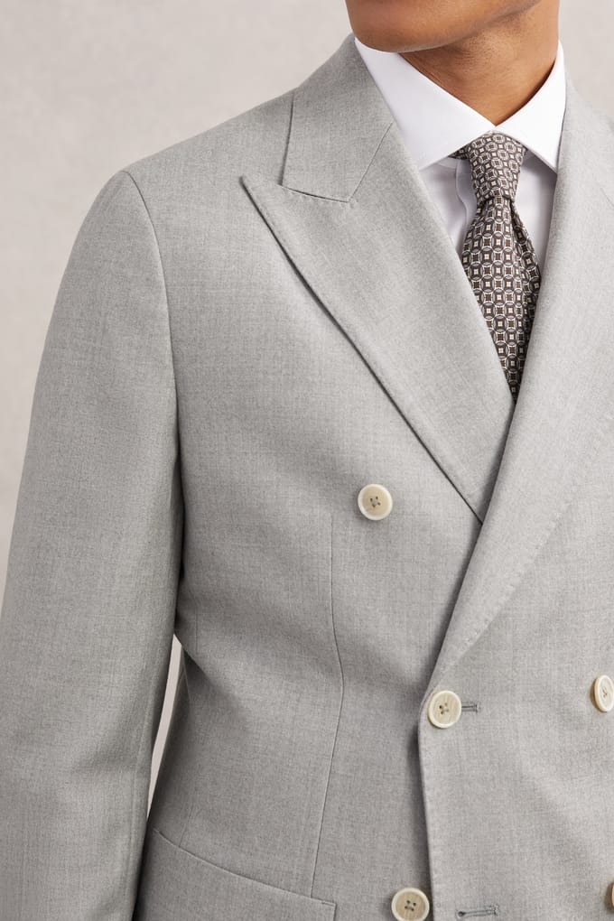 Reiss Db Peak Flannel Blazer Soft Grey Größe: 42 | Blazer Outlet | Herren | Grau