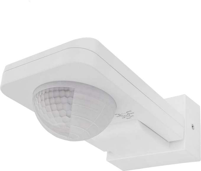 Ledvion - Bewegingsmelder Wit - Opbouw - Schemerschakelaar - IP65 - 360° - Bereik 20m -Lichtsensor