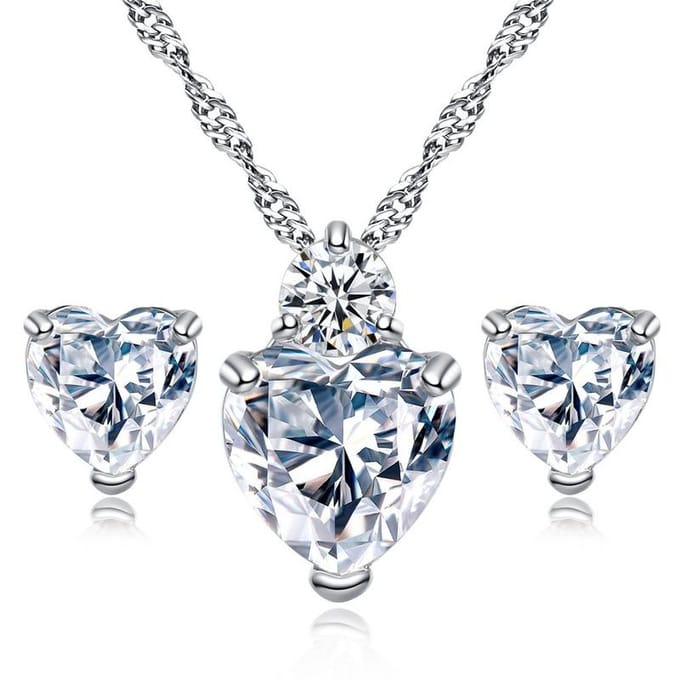 Mode Ketting Oorbellen Sieraden Set Bruiloft Sieraden Bruid Zirkonia Ketting Set