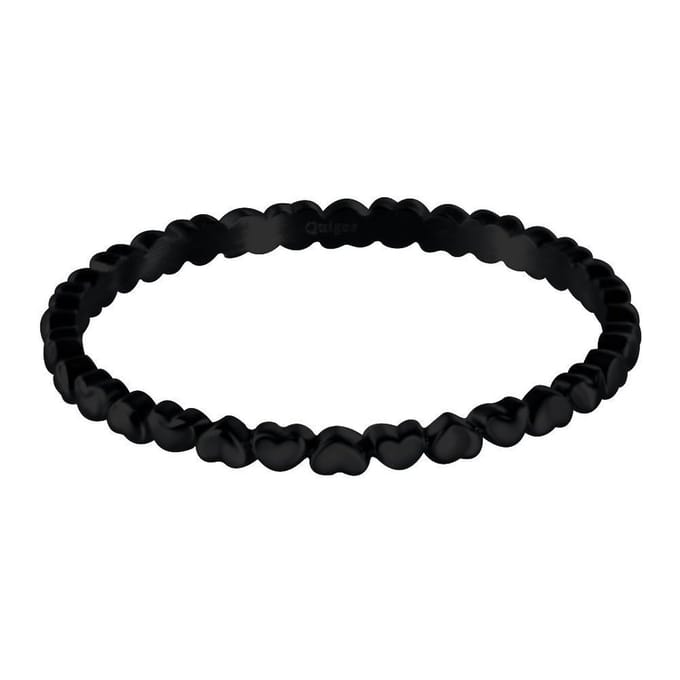 Quiges Stapelring Dames - Vulring Harten - RVS Zwart - Maat 22 - Hoogte 2mm