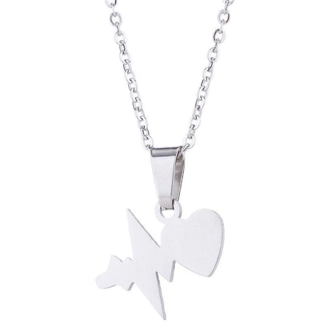 24/7 Jewelry Collection Hartslag Hart Ketting - Zilverkleurig