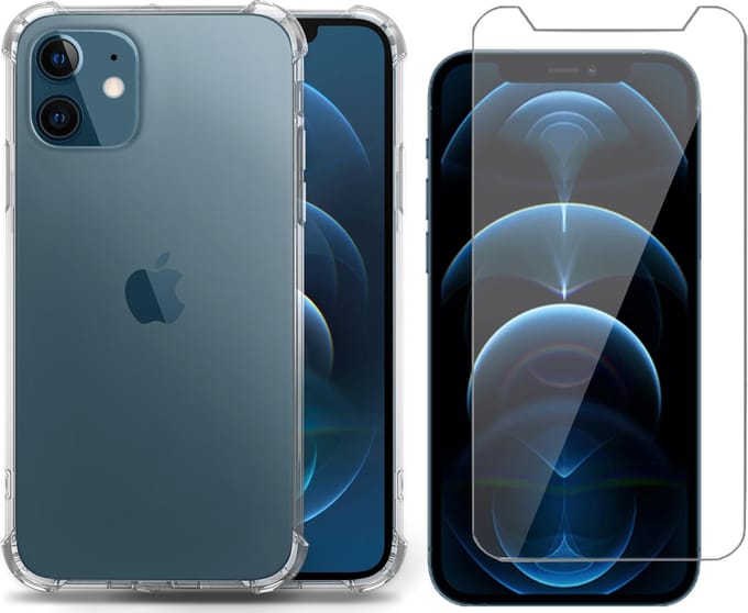 Shockline Hoesje geschikt voor iPhone 12 Mini + Screenprotector Glas Tempered Glass Screen Protector