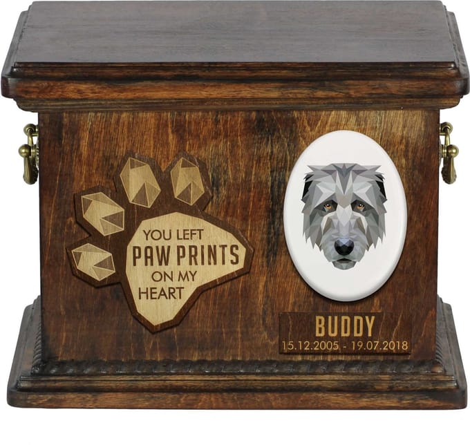 Ierse Wolfhond - gepersonaliseerde urn voor hondenas met gravure