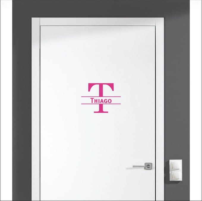 Deursticker Met Naam -  Thiago - Roze