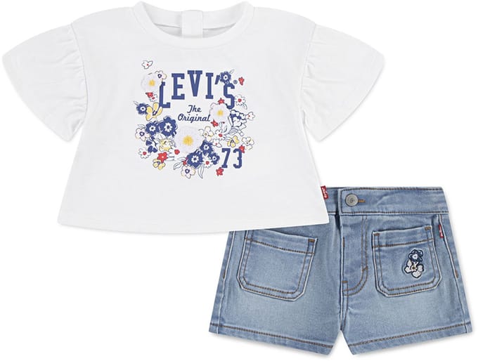 Levi´s ® Kids 1em144 Korte Mouw Set Wit,Blauw 6 Months Kinderen