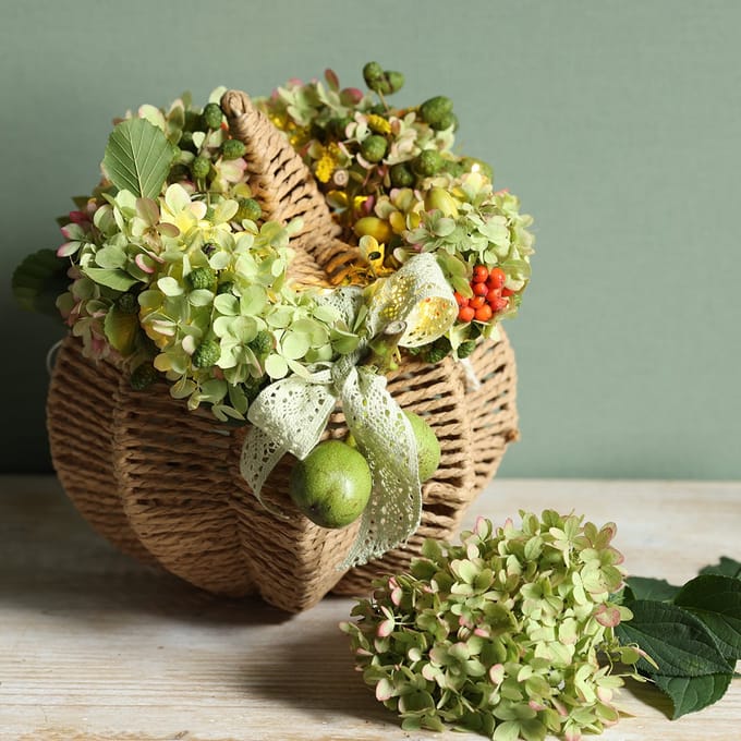 Decoratieve pompoen raffia natuurlijke rustieke herfstdecoratie Ø25cm