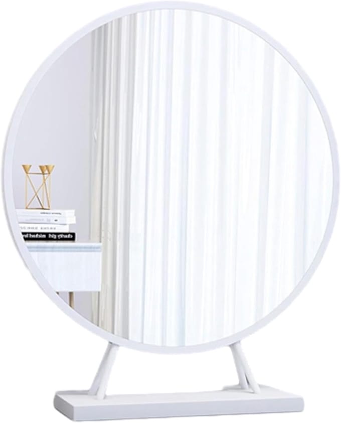Staande Make-up Spiegel - Kaptafel Spiegel - Make-up Aanbrengen - Stabiele A-vormige Basis - 50 cm Diameter - Wit