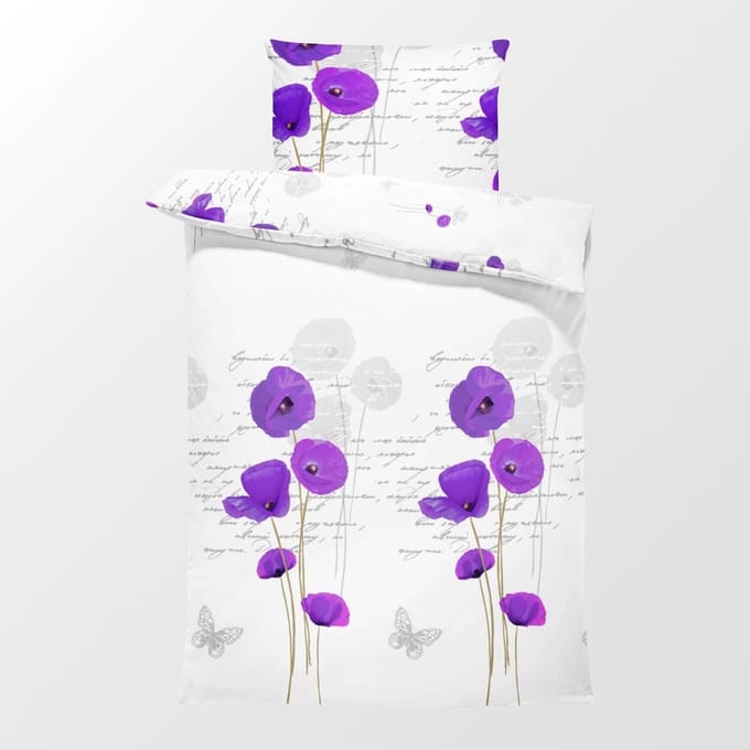 Dekbedovertrek 100% Katoen Premium - 140 x 200cm - 1 persoon - Coquelicots Violet