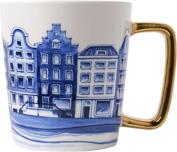 Mok Grachtenpanden - Goud - Keramiek - 300 ml
