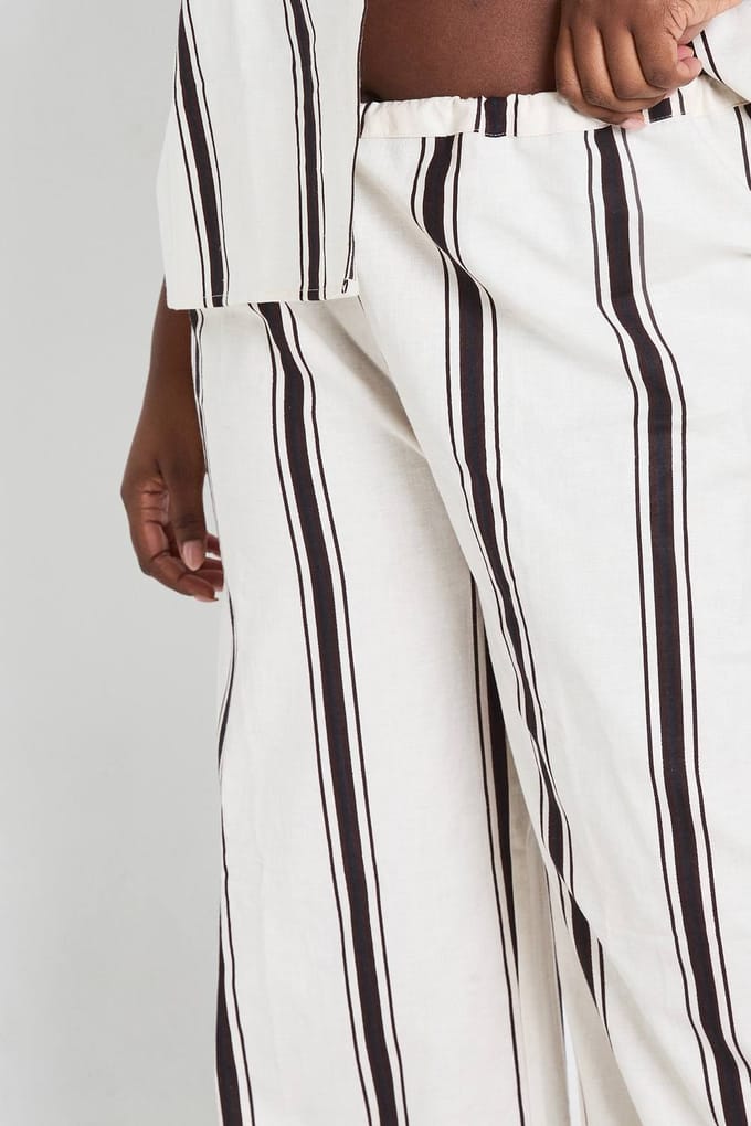 boohoo Dames Plus Linnen Gestreepte Wijde Broek | Maat: 44