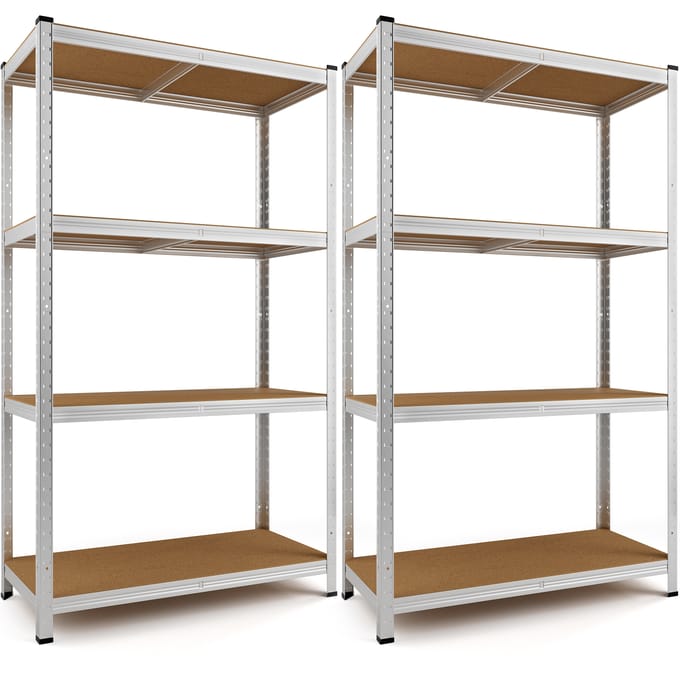 Monzana Stellingkast - Set van 2 170x75x30cm 280kg 4 MDF Planken - Zilver