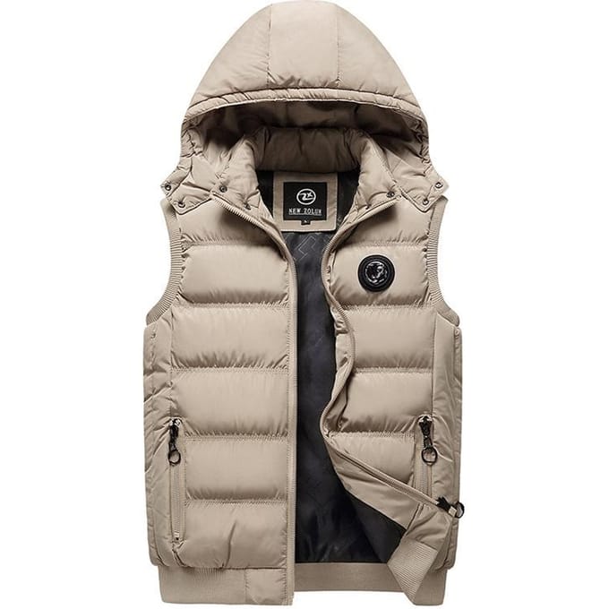 Gilet décontracté pour hommes, gilet à capuche rembourré à la mode pour l'hiver L kaki