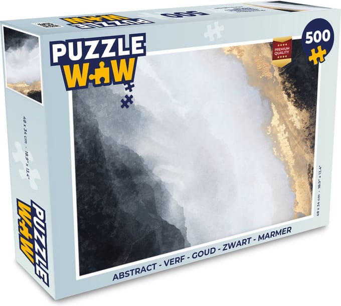 Puzzel Abstract - Verf - Goud - Zwart - Marmer print - Legpuzzel - Puzzel 500 stukjes