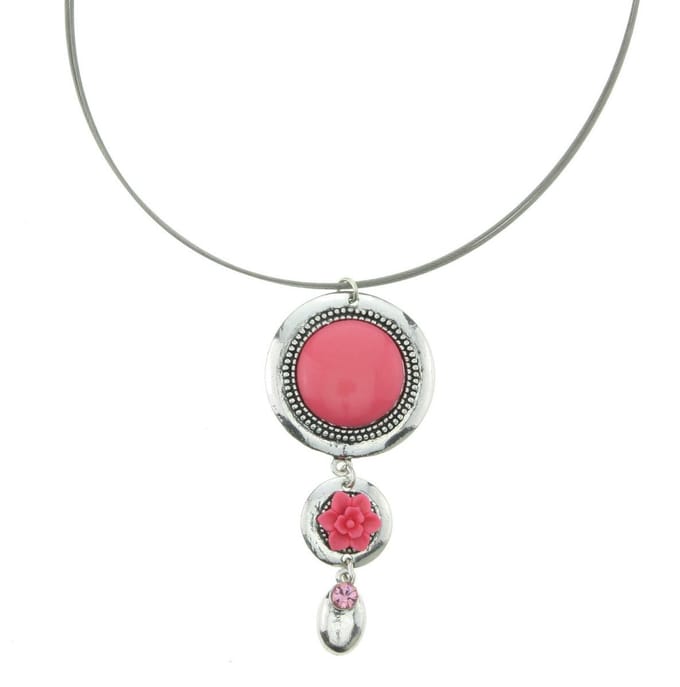 Behave® ketting zilverkleur met roze bloem 40 cm