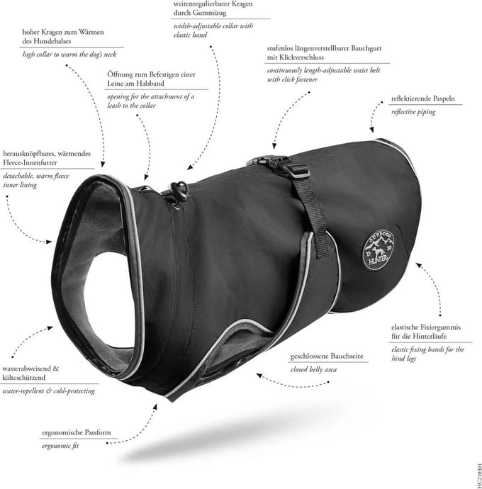 Hunter Hondenmantel Uppsala Zwart - 65 cm