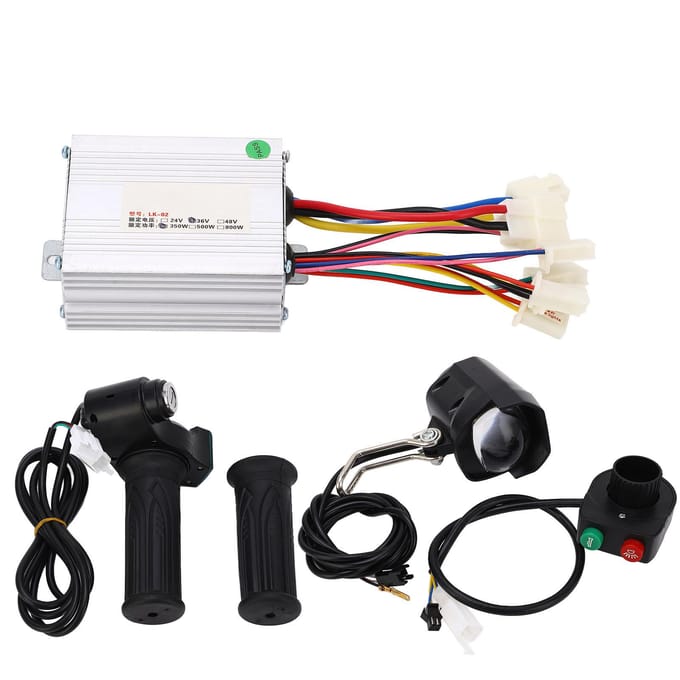 Elektrische Fiets Ombouwset 36V 350W Warmteafvoer Koplamp Schakelaar Elektrische Fiets Motor black
