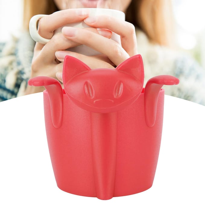 Thuis Kantoor Schattige Kat Vorm Silicone Thee Infuser Thee Zeef Filter Thee Set Accessoire Rood red