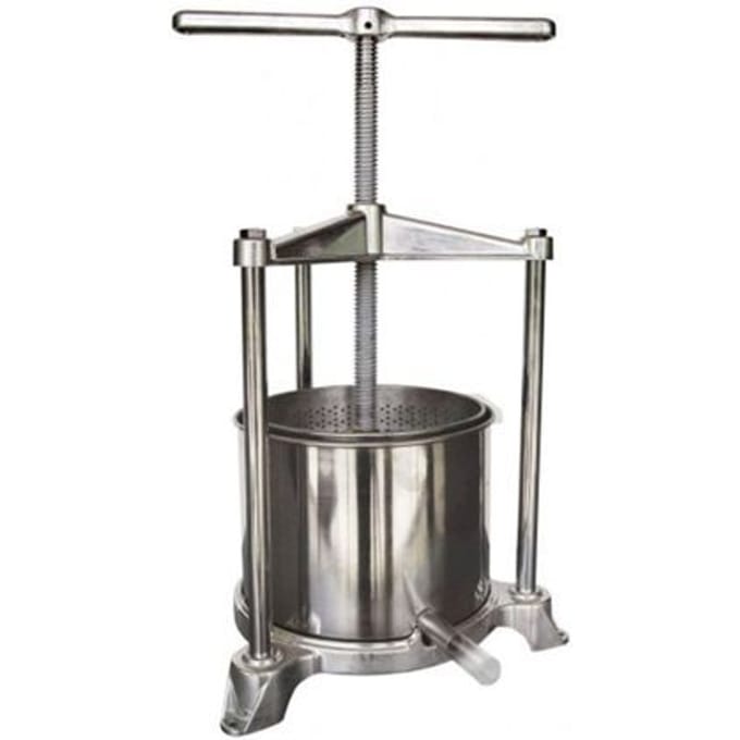 Maxi fruitpers 5L roestvrij staal dubbele mand - Wijnpers appels zilver
