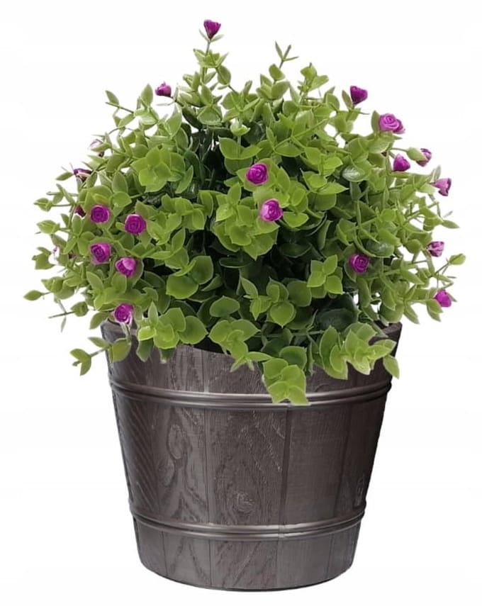 Galicja - Ronde Bloempot - 19 cm - Houtlook - Grafiet