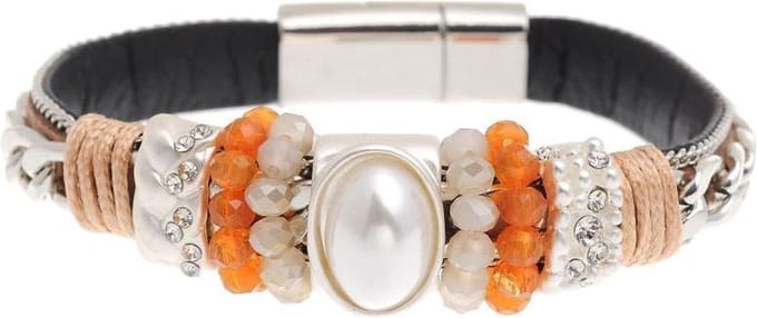 Behave - armband met parel en kraaltjes - trendy herfstaccent