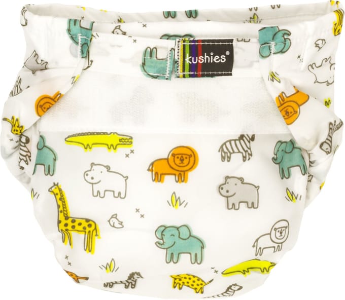 Kushies - Luier - Wasbare luiers - All-in-one - Wit / Safari - 4 t/m 10 kg