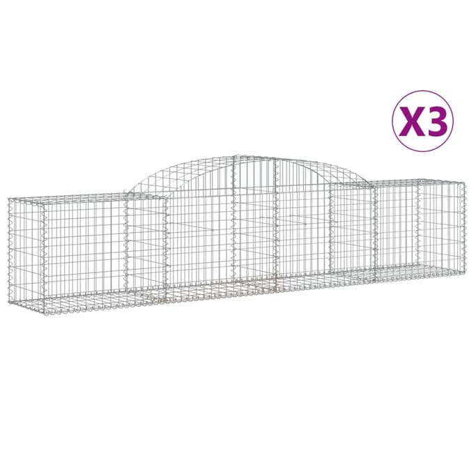 vidaXL - Schanskorven - 3 - st - gewelfd - 300x50x60/80 - cm - gegalvaniseerd - ijzer