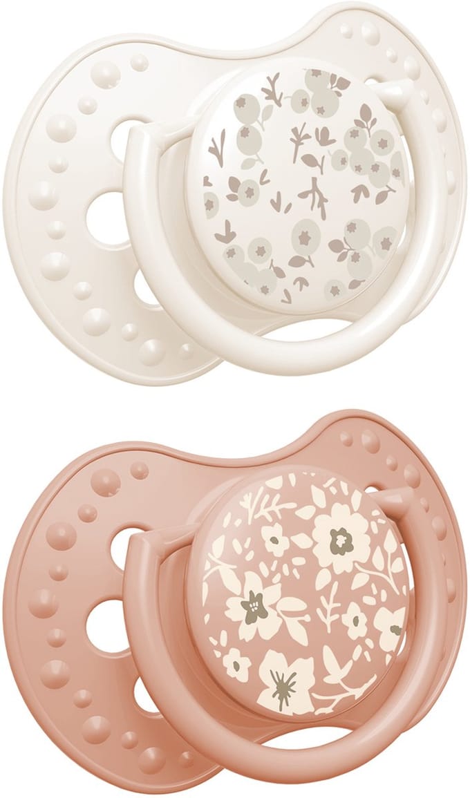 Difrax LOVI Fopspeen Dynamisch - Classy - 18+ Maanden - Blossom - Wit & Oranje - 2 Stuks