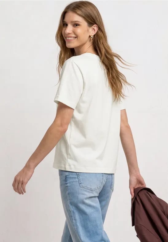 Shirt met ronde hals en borstzak