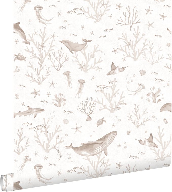 ESTAhome behang onderwaterwereld warm beige - 50 x 900 cm - 131256